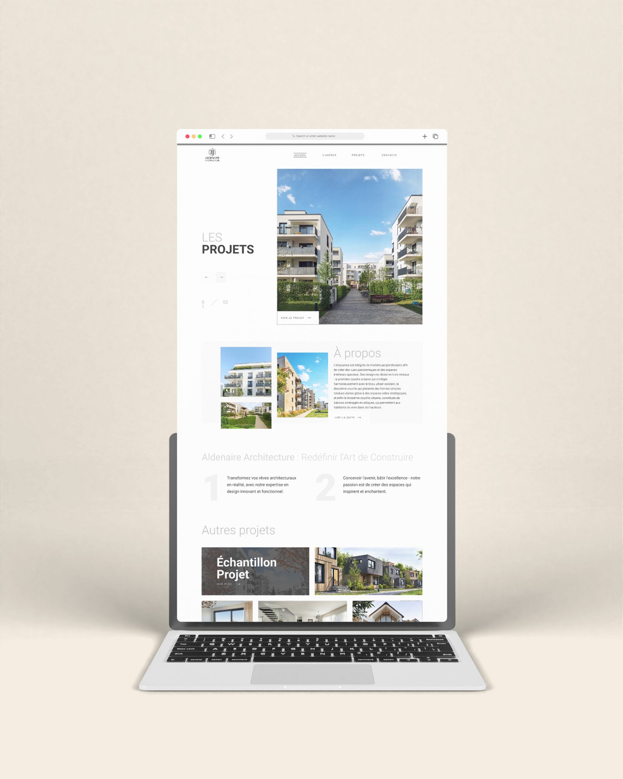 Mockup Page d'accueil - Aldenaire Architecture